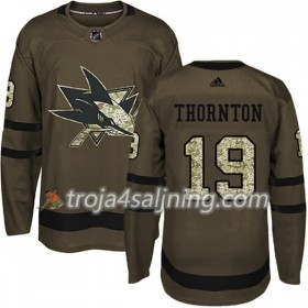 San Jose Sharks tröja Joe Thornton 19 Adidas 2017-2018 Camo Grön Authentic - NHL Tröjor Herr